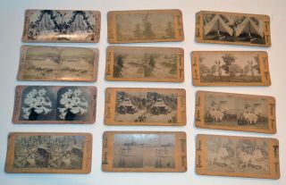 24 Mixed American Antique Photo Stereoview Stereo Cards Over 100 Years Old