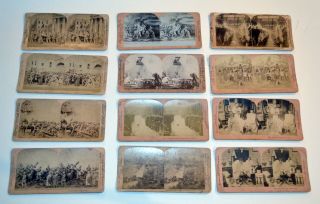 24 Mixed American Antique Photo Stereoview Stereo Cards Over 100 Years Old 3