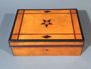 Antique French Wooden Box,  Hand Made,  Marquetry