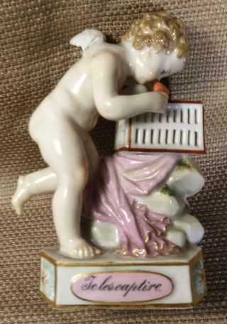 Meissen Porcelain Figure Cupid ‘to Le Captive’ With Cage And Heart Cherub Statue