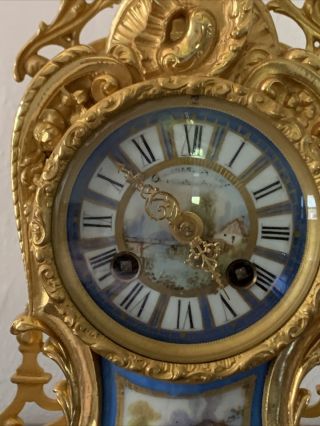 Three Piece French Sevres Porcelain And Gilt Bronze Clock Set 4