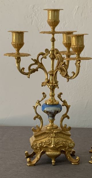 Three Piece French Sevres Porcelain And Gilt Bronze Clock Set 5