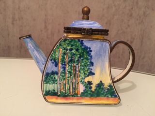 Limited Edition Kevin Chen Hand Painted Miniature Enamel Teapot