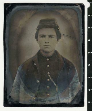 c.  1860 ' s Civil War Soldier Portrait Full Plate Tintype (Confederate or Union?) 4