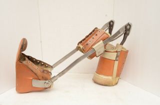 Antique Metal Leg Brace Leather Polio Steampunk Medical victorian high heel VTG 6
