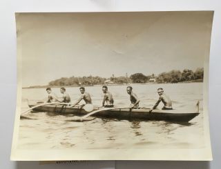 Vtg 1934 Press Photo Hawaii Duke Sargent David Sam Kahanamoku Outrigger Canoe