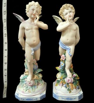 14 " Rare Antique Sitzendorf German Porcelain Cupid Figurines Volkstedt Dresden