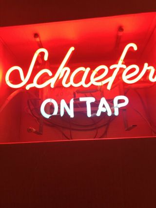 Vintage Shaefer Beer On Tap Neon Beer Sign 10” X 15”