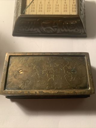 Antique Tiffany Studio Bronze Desk Stamp Box Zodiac Pattern 2