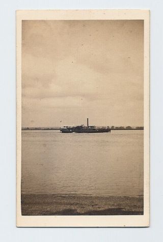 Instantaneous Riverboat Side - Wheel Ship Signed 1866 Cdv Photo By John C Browne