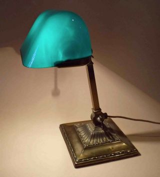 Antique Vintige Double Signed Emeralite Desk Lamp,  Pat.  1916