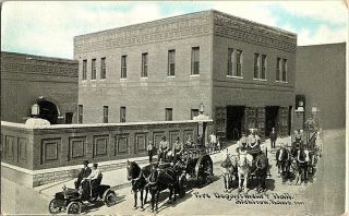 Fire Department And Hall Atchison Kansas Vintage Postcard Standard View Card