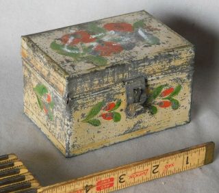 Rare Antique Tole Painted Tin Document Box Zachariah Stevens Plains Maine C 1820