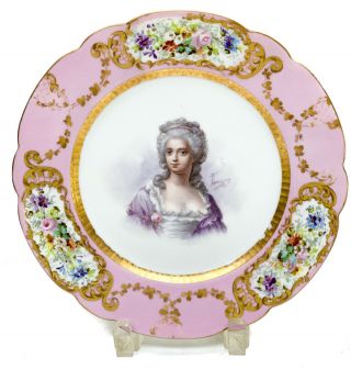8 Sevres France Porcelain Hand Painted Cabinet Plates of Beauties,  19th Century 2