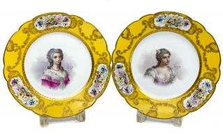 8 Sevres France Porcelain Hand Painted Cabinet Plates of Beauties,  19th Century 3