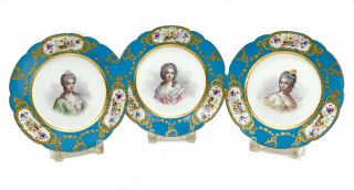8 Sevres France Porcelain Hand Painted Cabinet Plates of Beauties,  19th Century 5