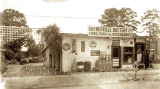 1920s Photo Negative Auto Gas Station Store Visible Pump Magnolia Oil Ad Sign