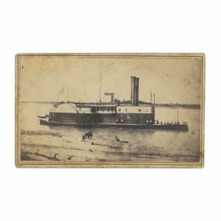 Rare Civil War Cdv Of Navy Gunboat Uss Avenger,  By A.  D.  Lytle,  Baton Rouge,  La