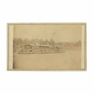 Civil War Cdv Of Navy Ironclad Uss Louisville,  By Mcpherson & Oliver,  N.  Orleans