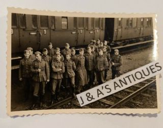 Ww2 German Military Soldiers At Train Depot World War 2 Agfa Lupex Paper