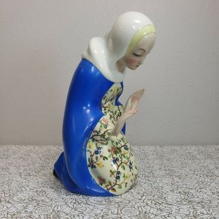 Rare Vintage Lenci Kneeling Madonna Mary Porcelain Figurine Statue Bust Praying 2