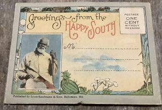 Vintage Dixie Souvenir Folder Postcard Black Americana Happy South 16 Pics Insd