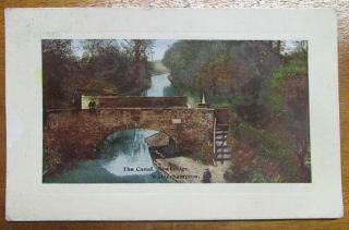 The Canal Newbridge Wolverhampton Antique 1908 Postcard Vintage Edwardian