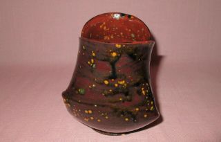 George E Ohr 19th C Antique American Art Pottery Crimped Folded Vase 5.  25 