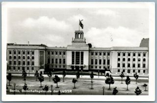 Berlin Germany Ussr Embassy 1955 Vintage Real Photo Postcard Rppc W/ Stamp