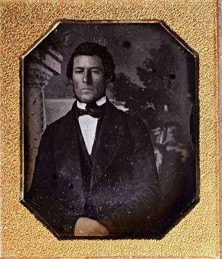 Early Daguerreotype Whole Case Portrait Young Man With Dark Moody Background