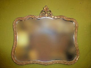 Vintage French Provincial Style Dark Gold Gilt Wall Mirrror Curved Floral Frame 3