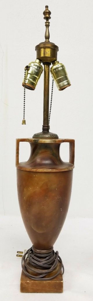 Antique Vintage Carved Neoclassical Style Alabaster Marble Vase Lamp