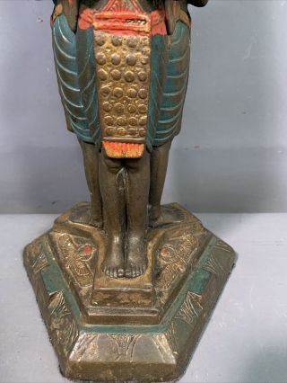 Antique EGYPTIAN REVIVAL Style BRONZE CLAD Figural PHARAOH STATUE Old LAMP Base 4