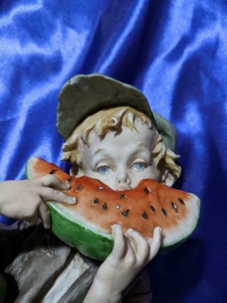 Capodimonte Boy Eating Watermelon Porcelain Figure Giuseppe Cappè VERY RARE 5