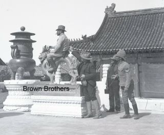 1900s Historic China Forbidden City Dragon Statue Glass Photo Camera Negative Bb