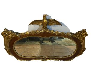 Rare 1800s Antique Wooden Eagle Federal Mirror With Oval Shape