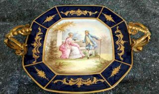 Antique French Sevres Style Porcelain And Bronze Centerpiece,  13 " W.