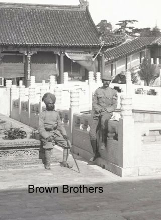 1900s Historic China Abandoned Courtyard Guards Glass Photo Camera Negative Bb