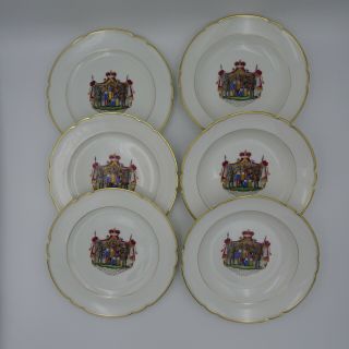 Antique Armorial Porcelain.  3 Bowls.  3 Plates.  Jullien Fils Aine.  Paris,  France.  19th