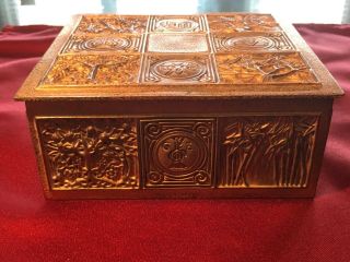 Tiffany Studios Gold Dore Bronze Bookmark Pattern Cigar Box Or Humidor 1656