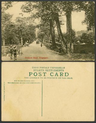 Singapore Old Postcard Orchard Road Street Scene Native Coolies & Shoulder Poles