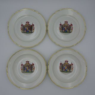 Antique Set Of Armorial Porcelain.  2 Bowls & 2 Plates.  Jullien Fils Aine,  Paris.