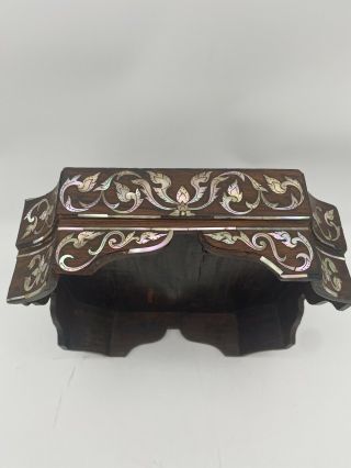 Antique Chinese Rosewood Lacquer - ware Tray Mother of Pearl Inlay 6