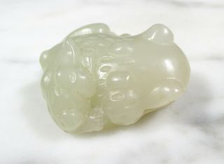Vintage Chinese Carved Mutton Fat Jade Jin Chan Money Frog Coin Statue Antique