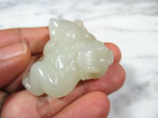 VINTAGE CHINESE CARVED MUTTON FAT JADE JIN CHAN MONEY FROG COIN STATUE ANTIQUE 4