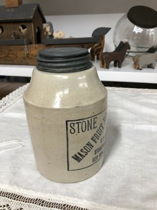 Antique Masons Union Stoneware Quart Canning Crock 4