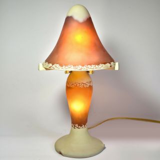 Cameo Glass Mushroom Lamp - Art Nouveau - Emile Gallé Style - 15 "