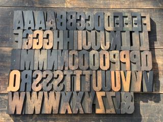 Large Antique Vtg Hamilton Wood Letterpress Print Type Block A - Z Letters Set