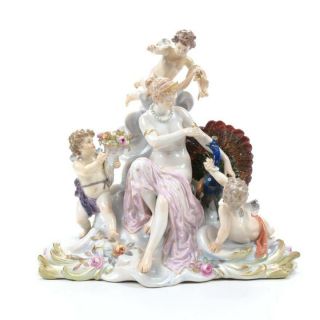 Antique Meissen Porcelain Mythological Group Of Juno