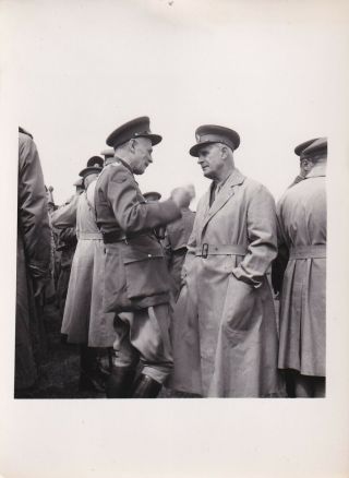 Press Photo Ww2 Lt Gen Mcnaughton Goc Canadian & General Wavell 6.  6.  43